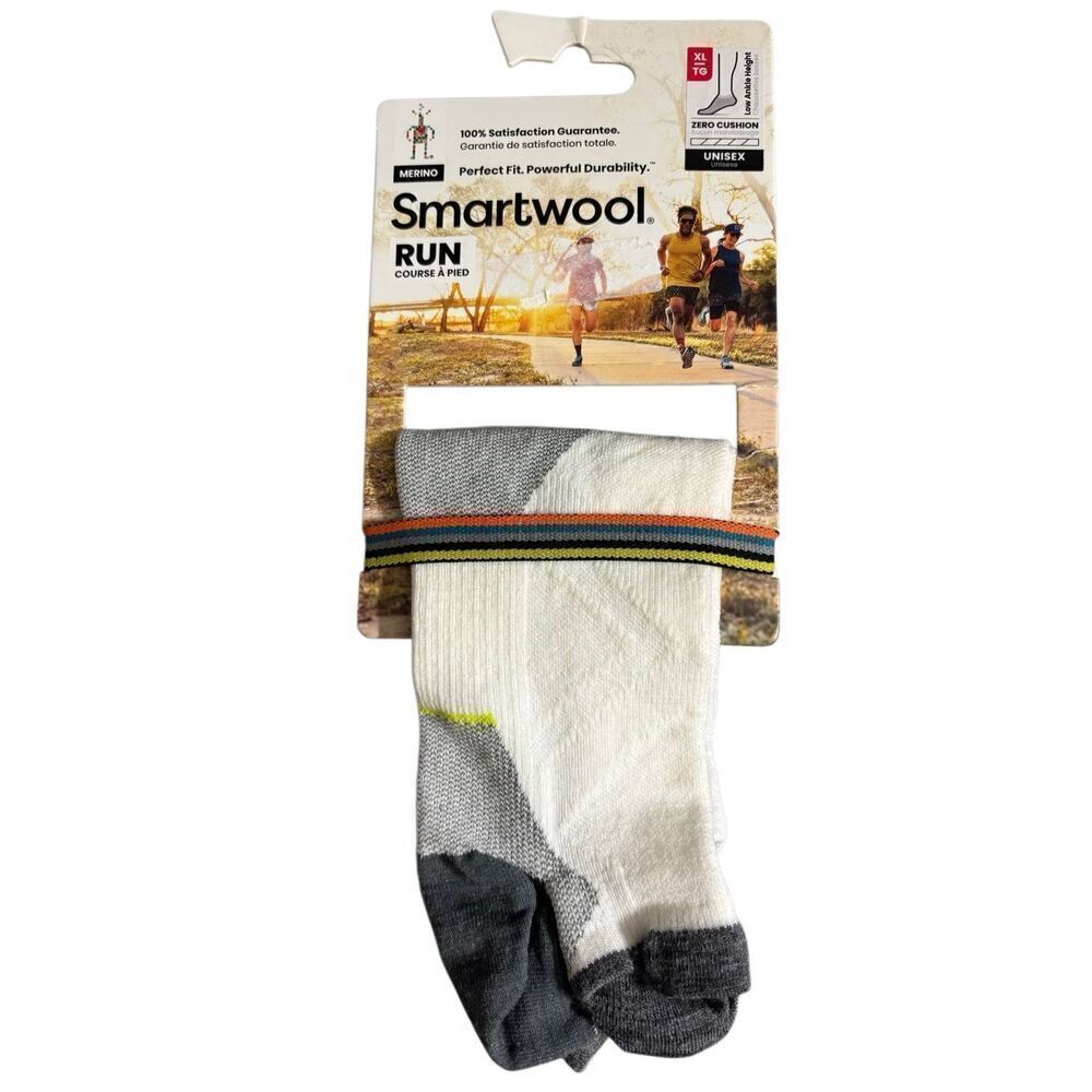Smartwool Run Zero Cushion Ankle Sock white unisex XL new